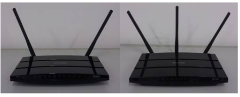 Two illustrations of antenna direction of wireless router.
