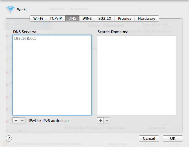 DNS page.